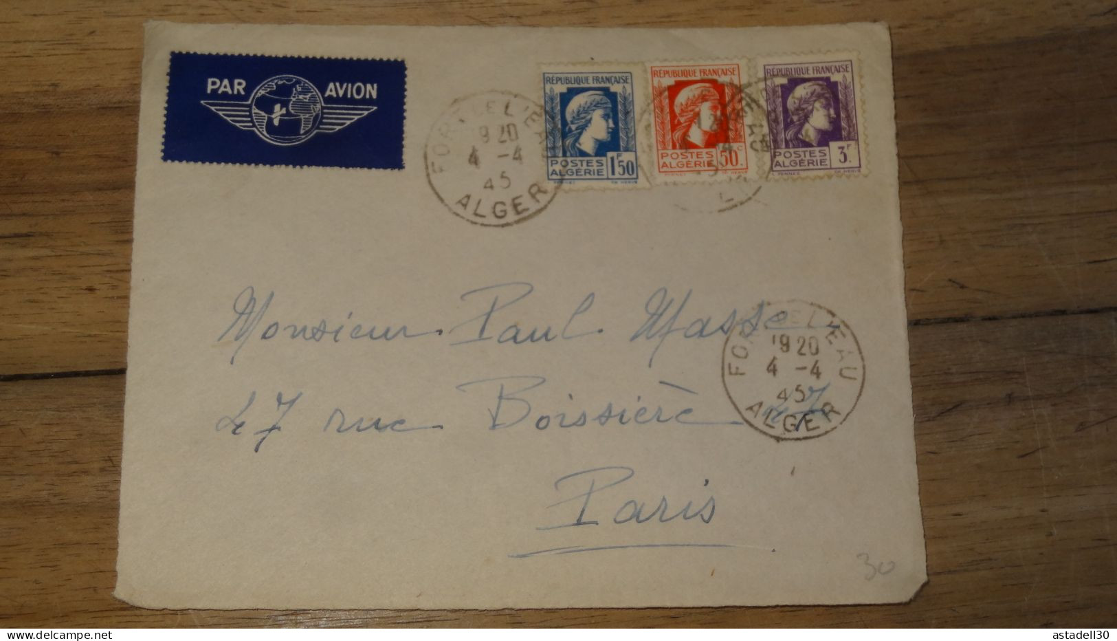 Devant D'enveloppe, Avion, ALGERIE, FOrt De L'eau - 1945 ......... Boite1 ..... 240424-195 - Covers & Documents