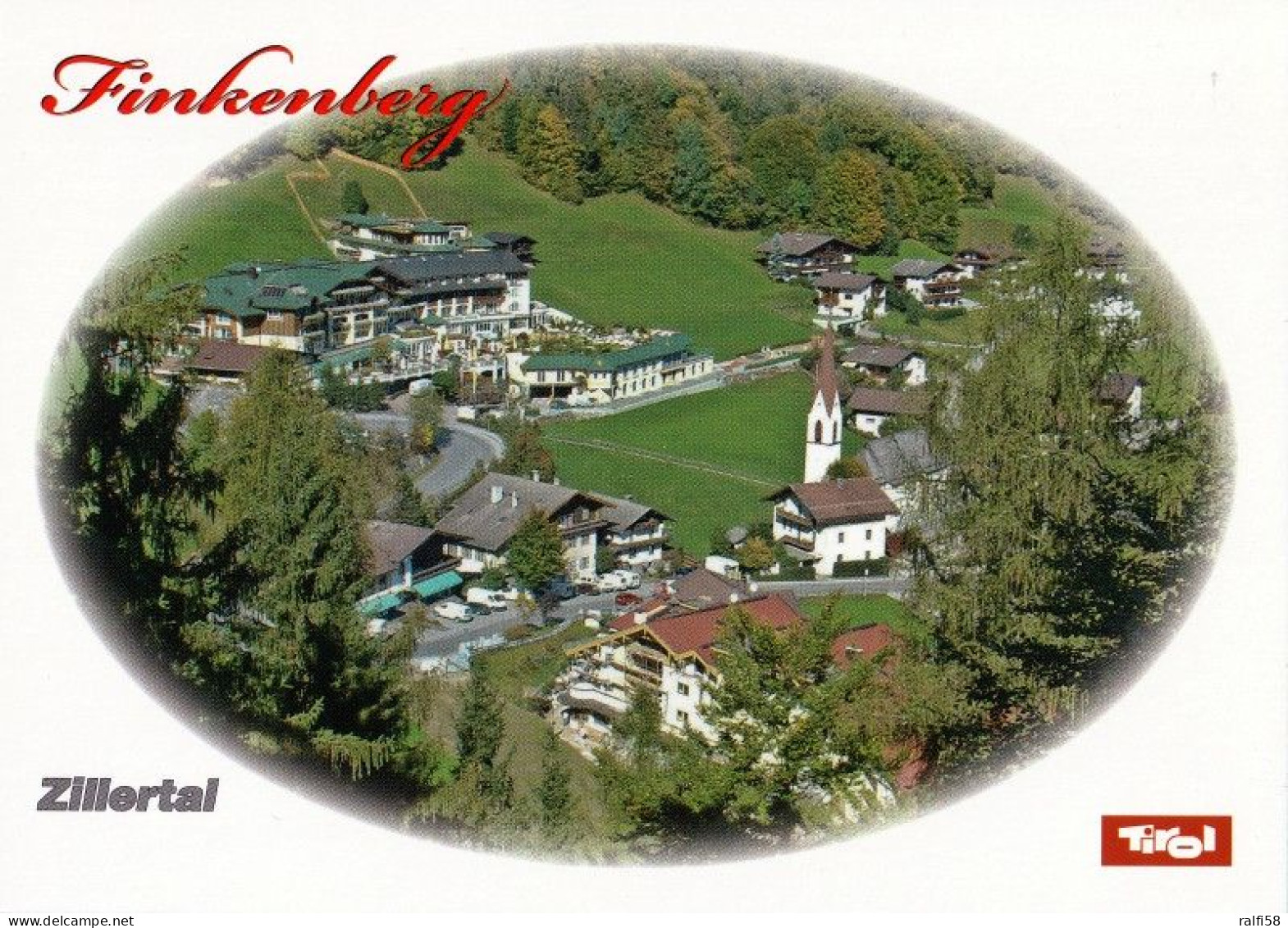 1 AK Österreich / Tirol * Blick Auf Finkenberg - Im Bild Rechts Die Pfarrkirche Finkenberg - Luftbildaufnahme * - Zillertal