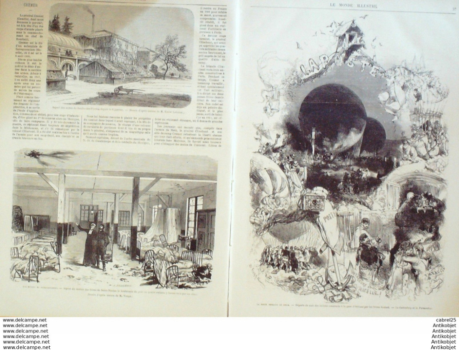 Le Monde Illustré 1871 N°719 Bapaume (62) Guerre Civile Transmission Par Pigeons Voyageurs - 1850 - 1899