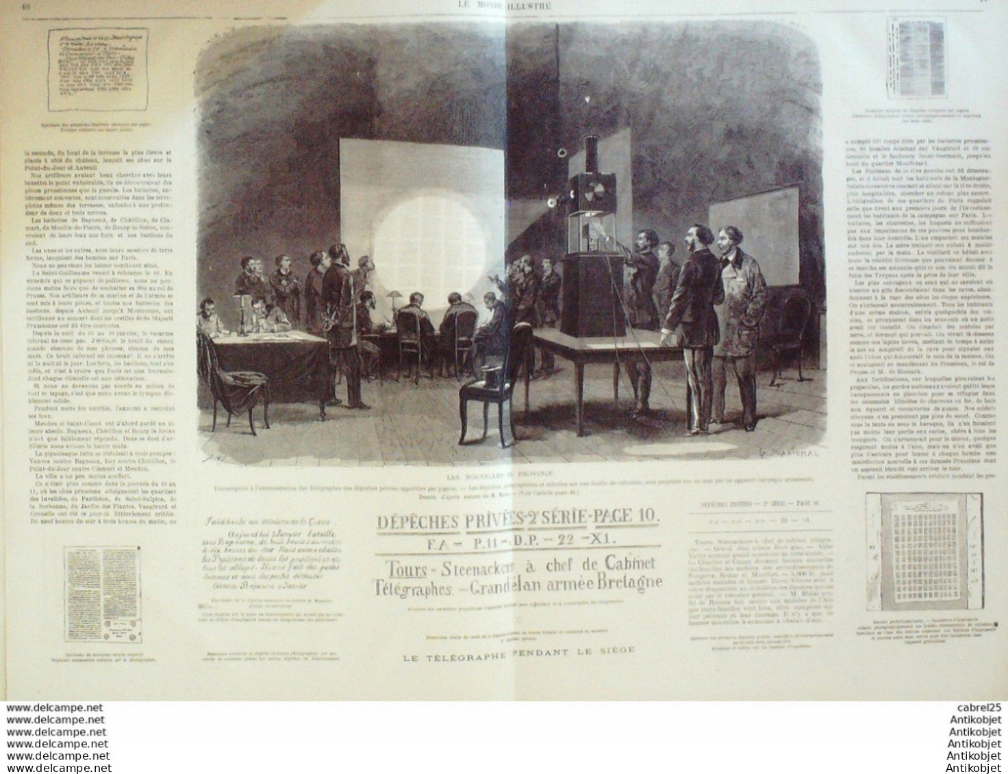 Le Monde Illustré 1871 N°719 Bapaume (62) Guerre Civile Transmission Par Pigeons Voyageurs - 1850 - 1899