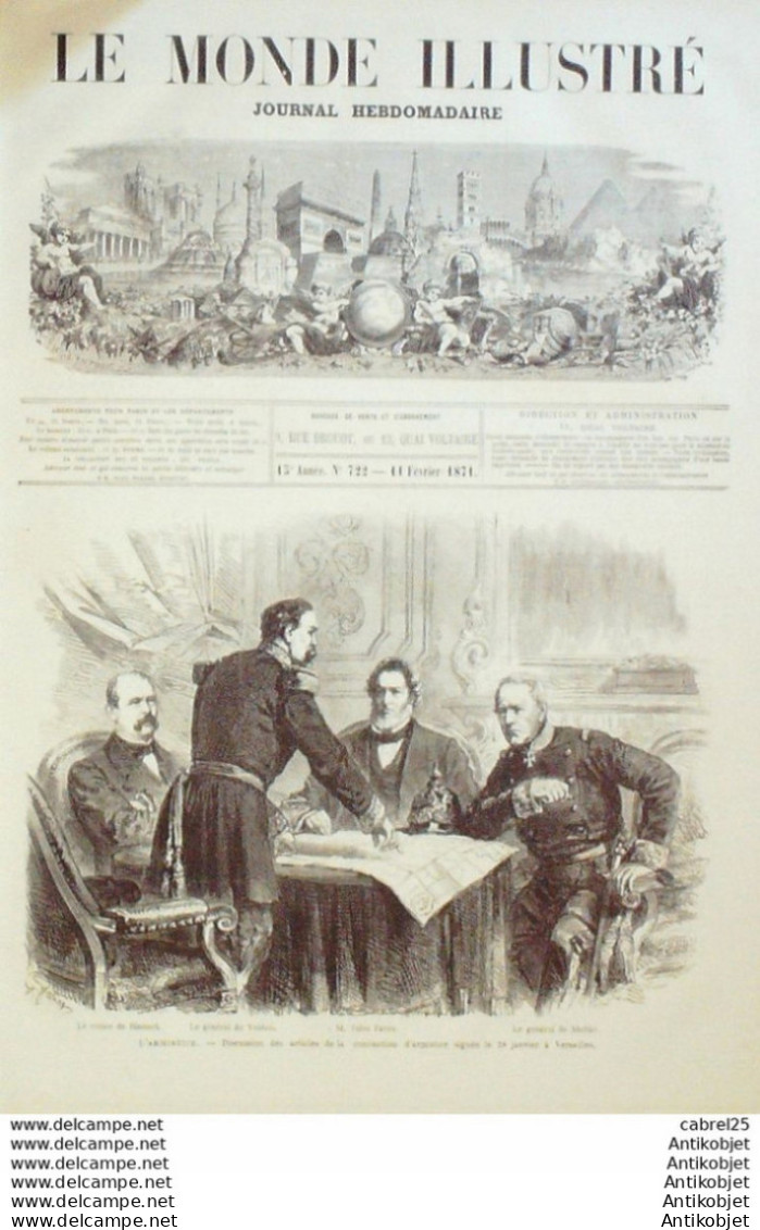Le Monde Illustré 1871 N°722 St Denis (93) Meudon (92) Halles De Paris Armistice Bavarois Poncon Du Terail - 1850 - 1899