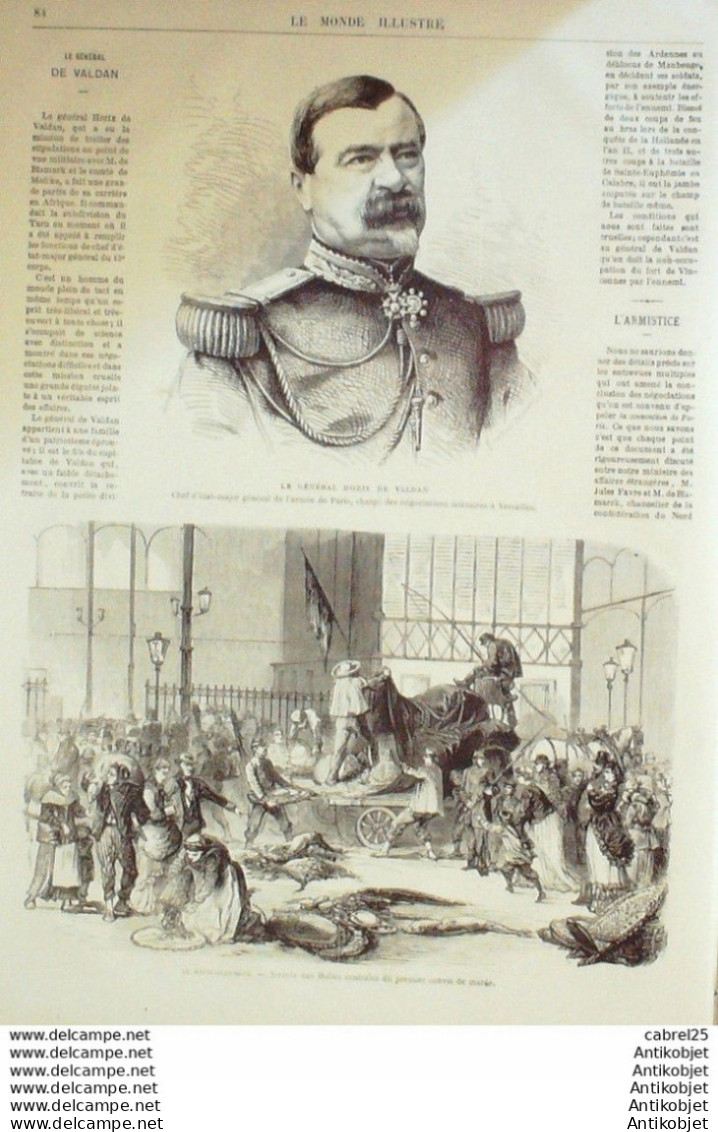 Le Monde Illustré 1871 N°722 St Denis (93) Meudon (92) Halles De Paris Armistice Bavarois Poncon Du Terail - 1850 - 1899