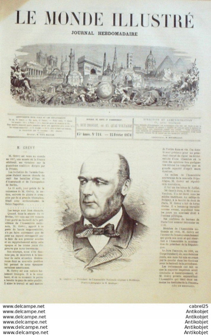 Le Monde Illustré 1871 N°724 Bordeaux (33) Grevy Espagne Madrid Sevres (92) Issy Les Moulineaux (92) Belfort (90) - 1850 - 1899