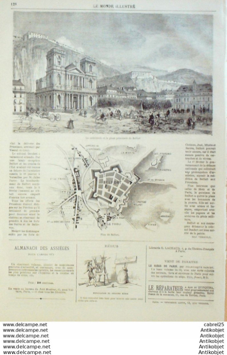 Le Monde illustré 1871 n°724 Bordeaux (33) Grevy Espagne Madrid Sevres (92) Issy Les Moulineaux (92) Belfort (90)