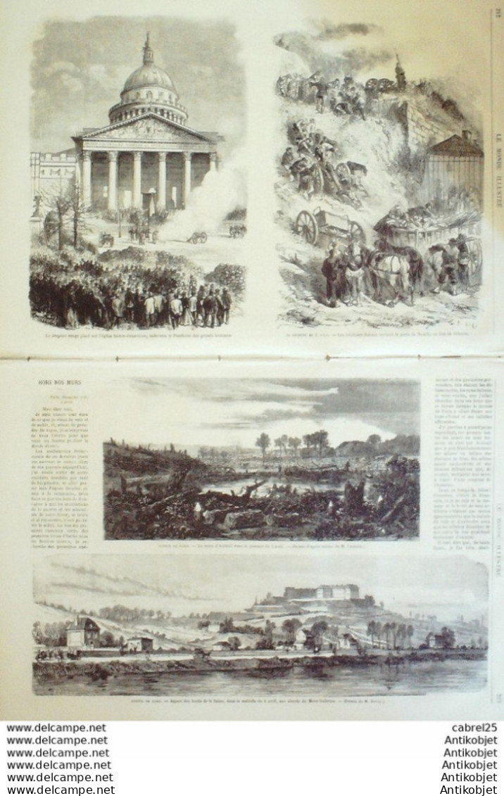 Le Monde Illustré 1871 N°730 Neuilly (92) Paris Ste Genevieve Pantheon Montmartre Nanterre (92) - 1850 - 1899