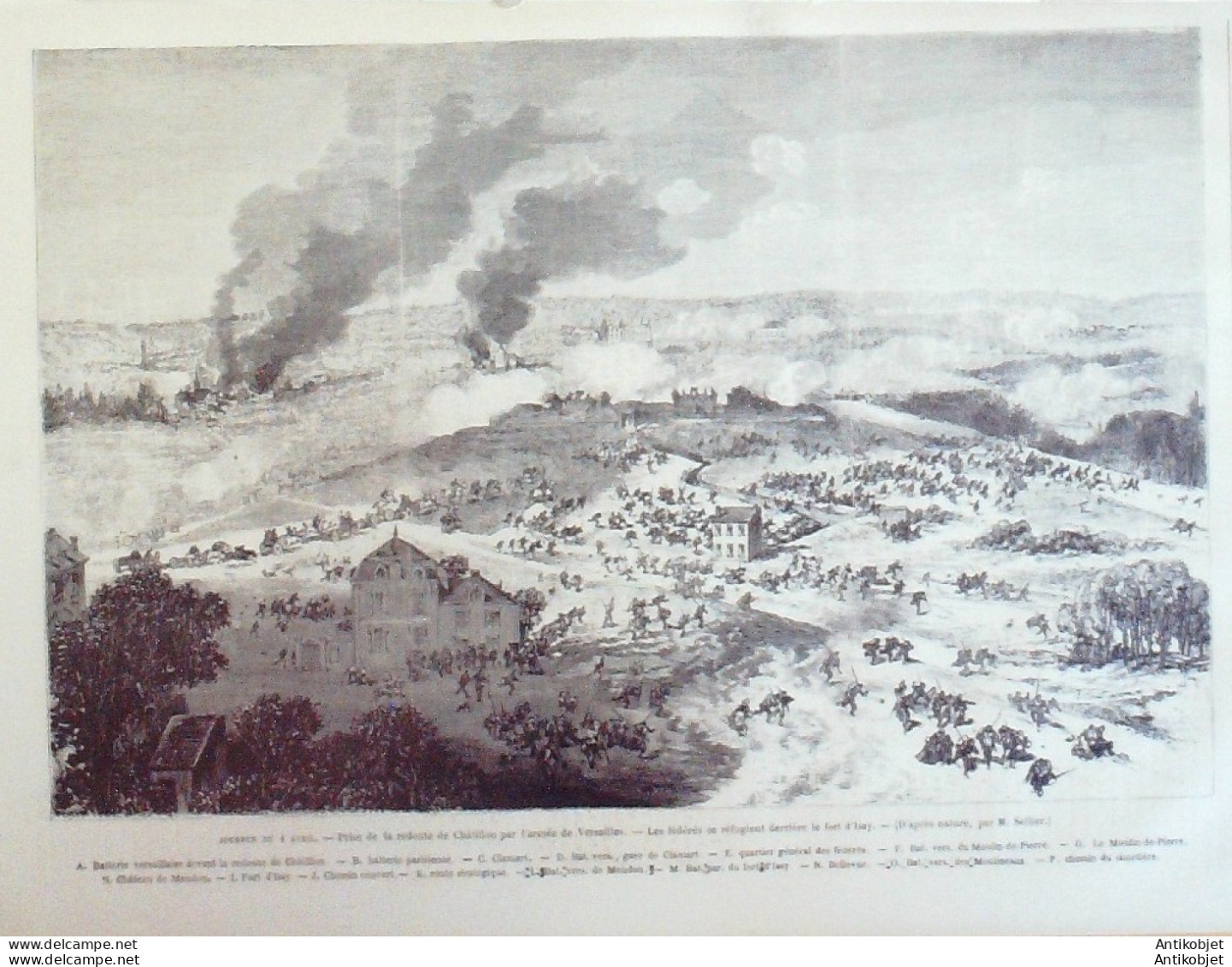 Le Monde illustré 1871 n°731 Courbevoie Meudon Chatillon (92) guerre civile la Guillotine 