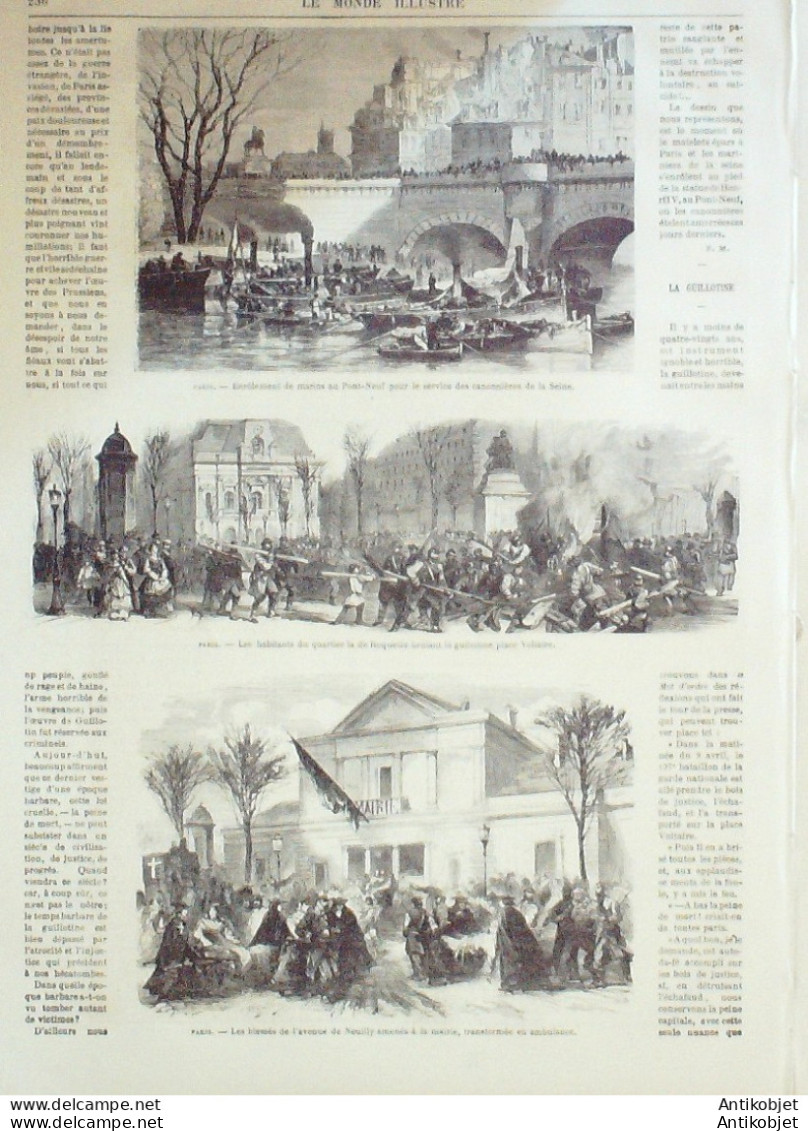 Le Monde illustré 1871 n°731 Courbevoie Meudon Chatillon (92) guerre civile la Guillotine 