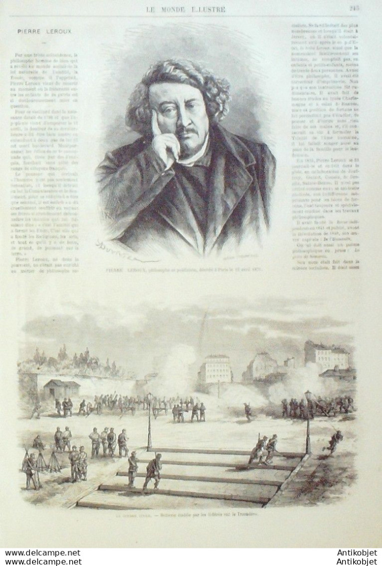 Le Monde Illustré 1871 N°732 Asnières Asnières Chatillon Courbevoie Meudon (92) Versailles (78) Montmartre - 1850 - 1899