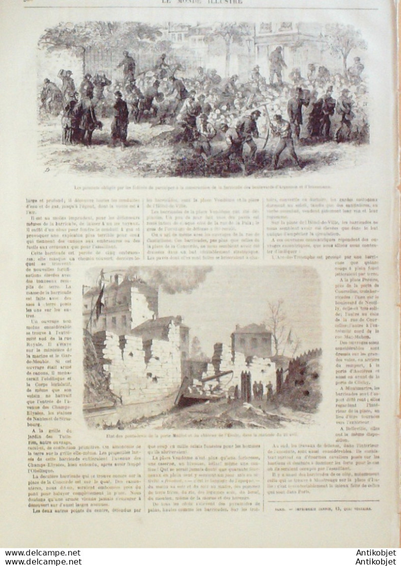 Le Monde Illustré 1871 N°734 Paris Guerre Civile Fort Issy (92) Neuilly Montrouge (92) Bicêtre (94) - 1850 - 1899