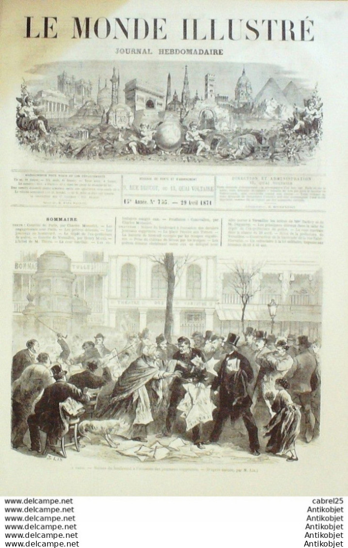Le Monde Illustré 1871 N°735 Issy (92) Versailles (78) Vanves (92) Canonnières Locomotive Blindée - 1850 - 1899
