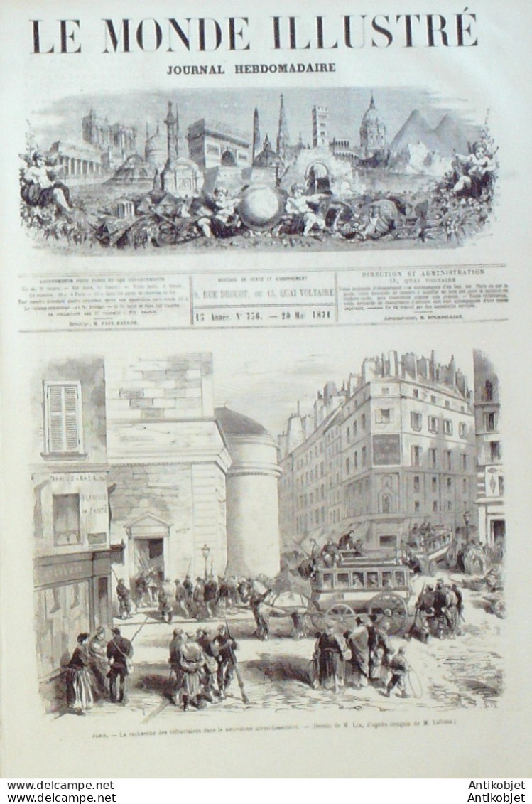 Le Monde Illustré 1871 N°736 Gennevilliers (92) Opérations Militaires église Saint-Germainl'Auxerrois - 1850 - 1899