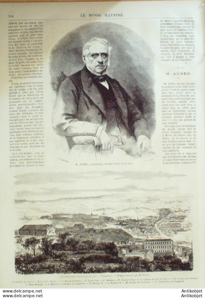 Le Monde Illustré 1871 N°736 Gennevilliers (92) Opérations Militaires église Saint-Germainl'Auxerrois - 1850 - 1899