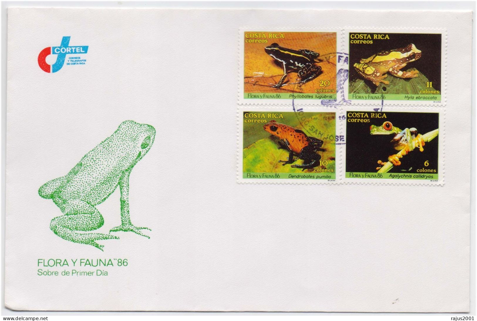 Phyllobates Lugubris Lovely Poison Frog, Hourglass Tree Frog, Blue Jeans Strawberry Poison Frog, Harmful Animal FDC - Grenouilles