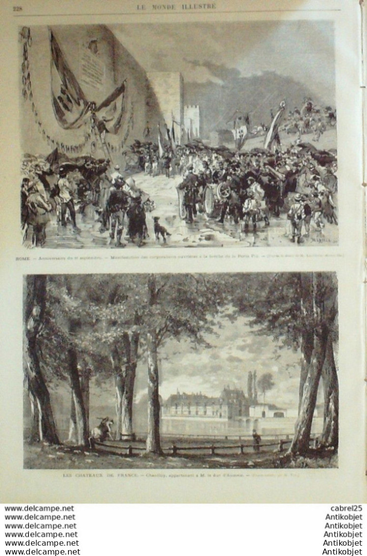 Le Monde Illustré 1871 N°756 Italie Rome Porte Pia Turin Palais Carignan Chantilly (60) Duc D'aumale - 1850 - 1899