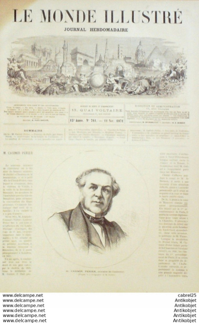 Le Monde Illustré 1871 N°761 Algerie Constantine Palestro Ahmed Bey Brahim Ben Coulmiers (45) Usa Brigham Young - 1850 - 1899