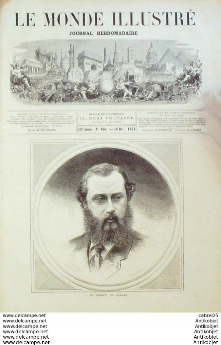 Le Monde Illustré 1871 N°766 Prince De Galles Italie Rome Monte Citorio Plazza Del Popolo Brésil Dom Pedro Ii Alcantara - 1850 - 1899
