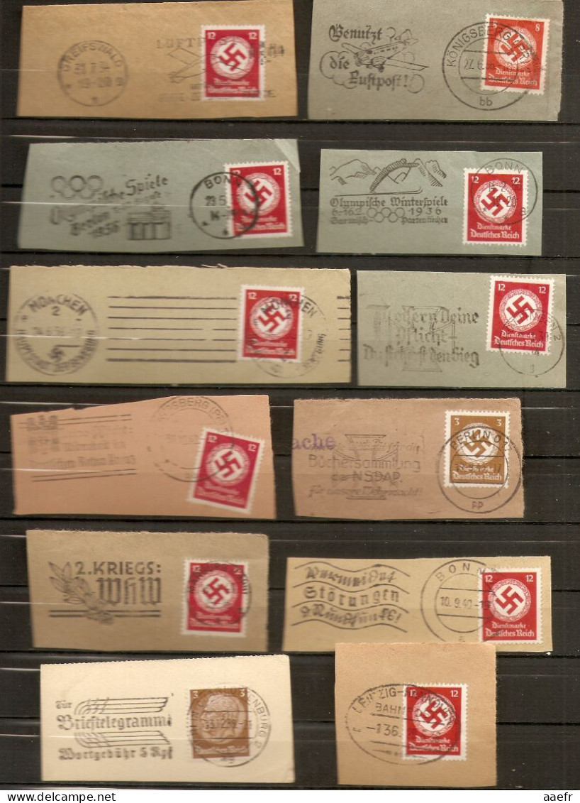 Allemagne 1934/43 - Petit Lot De 11 Flammes + 1 Cachet Bahnpost - Cartas & Documentos