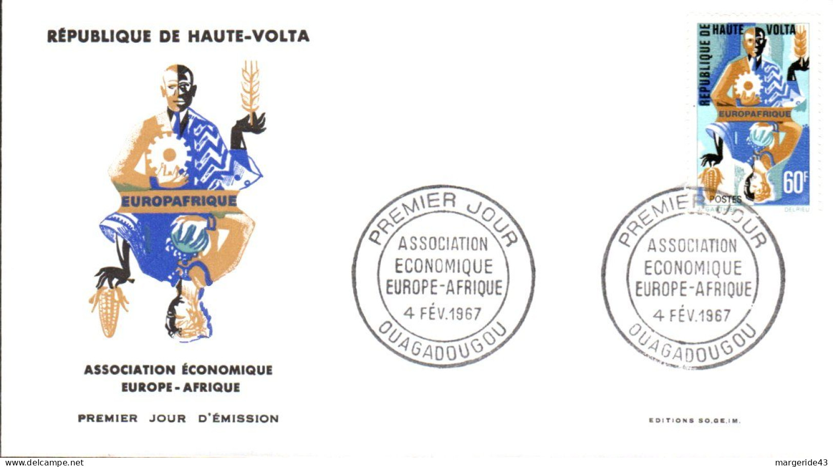 HAUTE VOLTA FDC 1967 EUROPAFRIQUE - Obervolta (1958-1984)