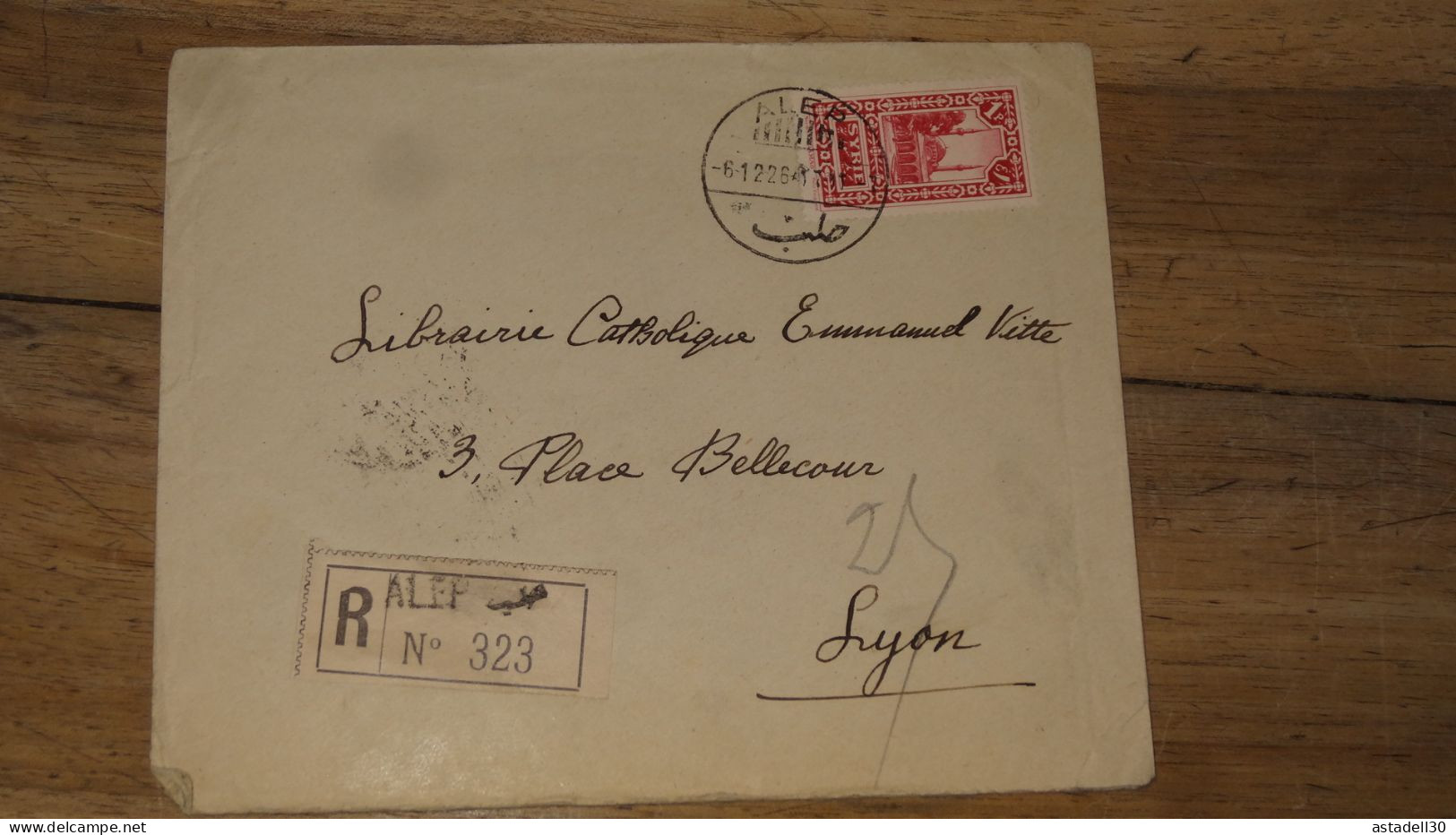 Enveloppe SYRIE, Recommandé,   Alep 1926 ......... Boite1 ..... 240424-200 - Briefe U. Dokumente