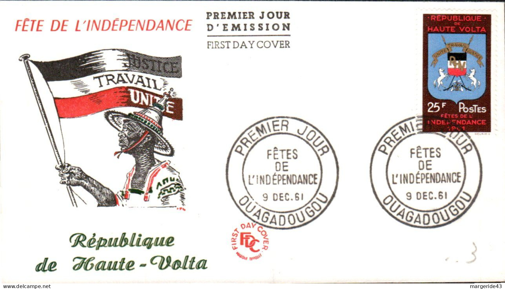 HAUTE VOLTA FDC 1961 FETES DE L'INDEPENDANCE - Haute-Volta (1958-1984)