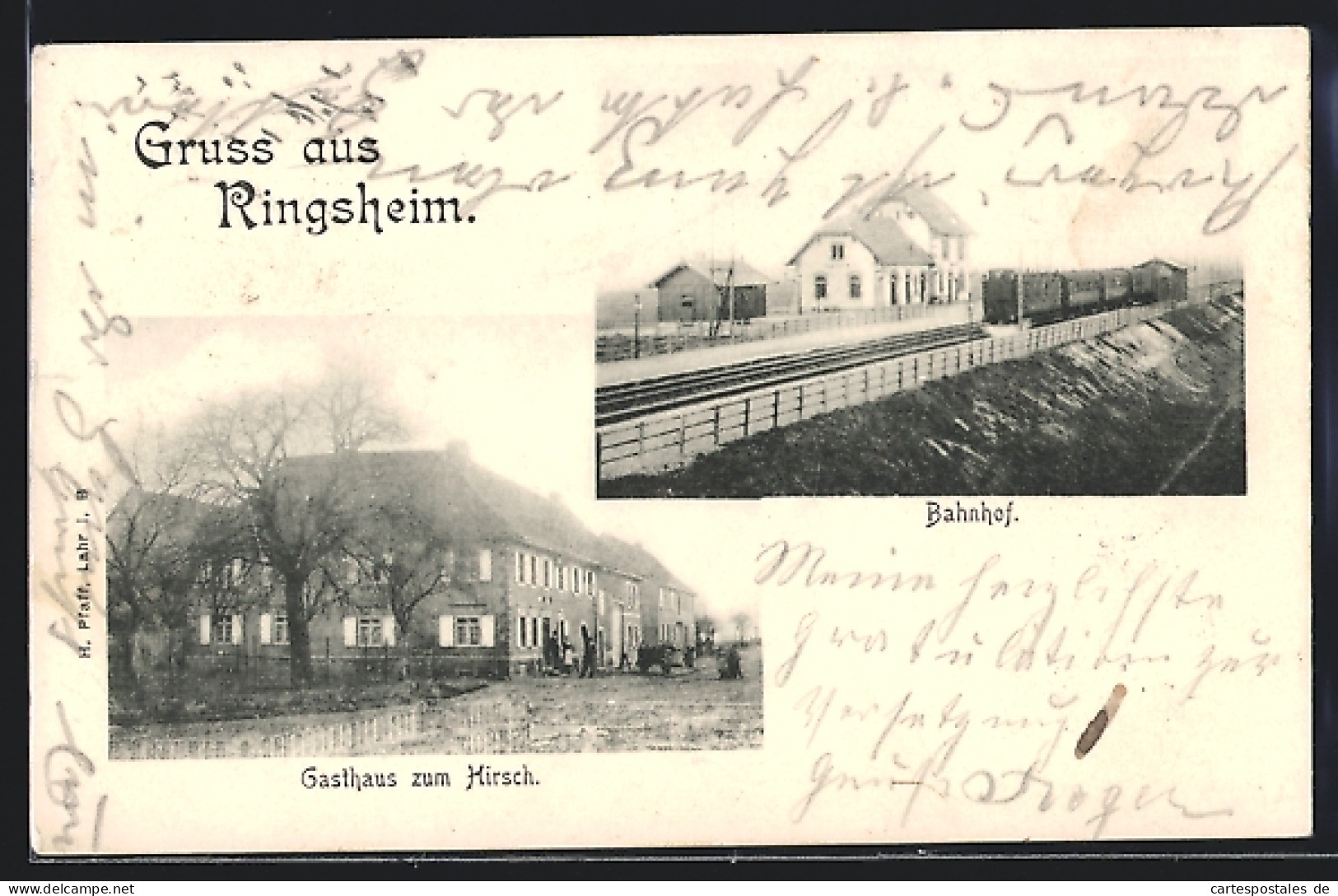 AK Ringsheim, Bahnhof, Gasthaus Zum Hirsch  - Other & Unclassified
