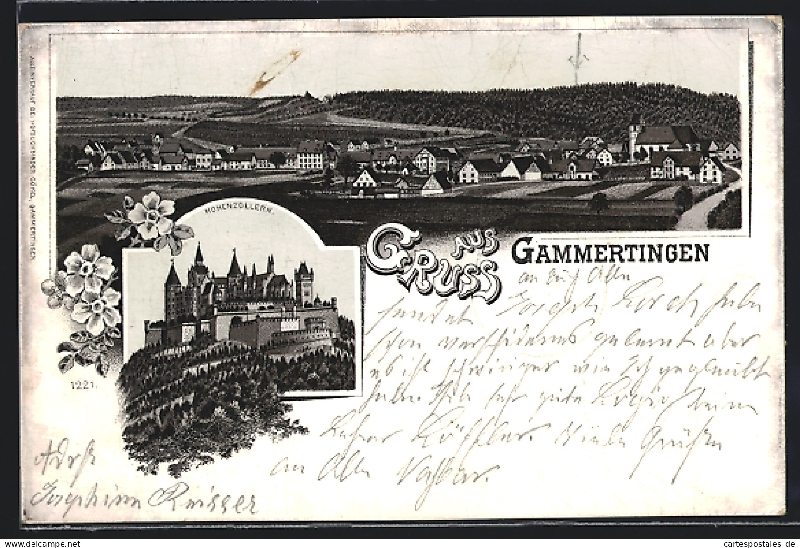 Lithographie Gammertingen, Schloss Hohenzollern, Ortsansicht  - Autres & Non Classés