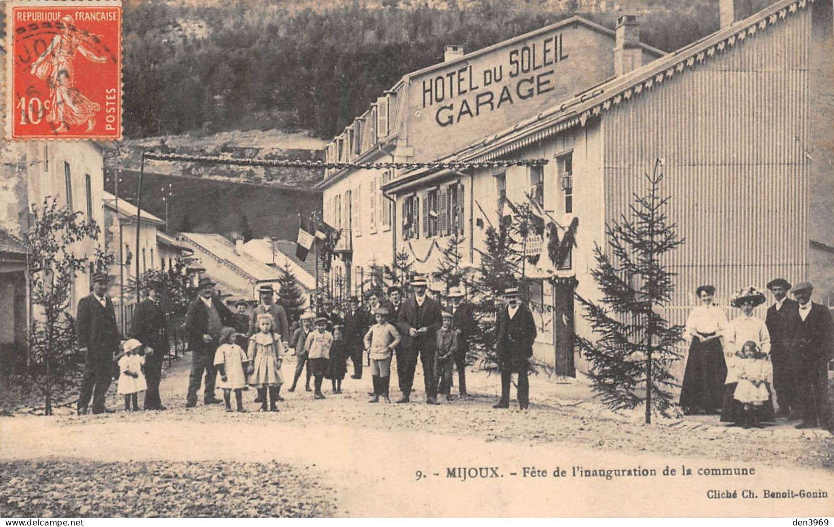 MIJOUX (Ain) - Fête De L'inauguration De La Commune - Hôtel Du Soleil - Voyagé 1911 (2 Scans) - Ohne Zuordnung