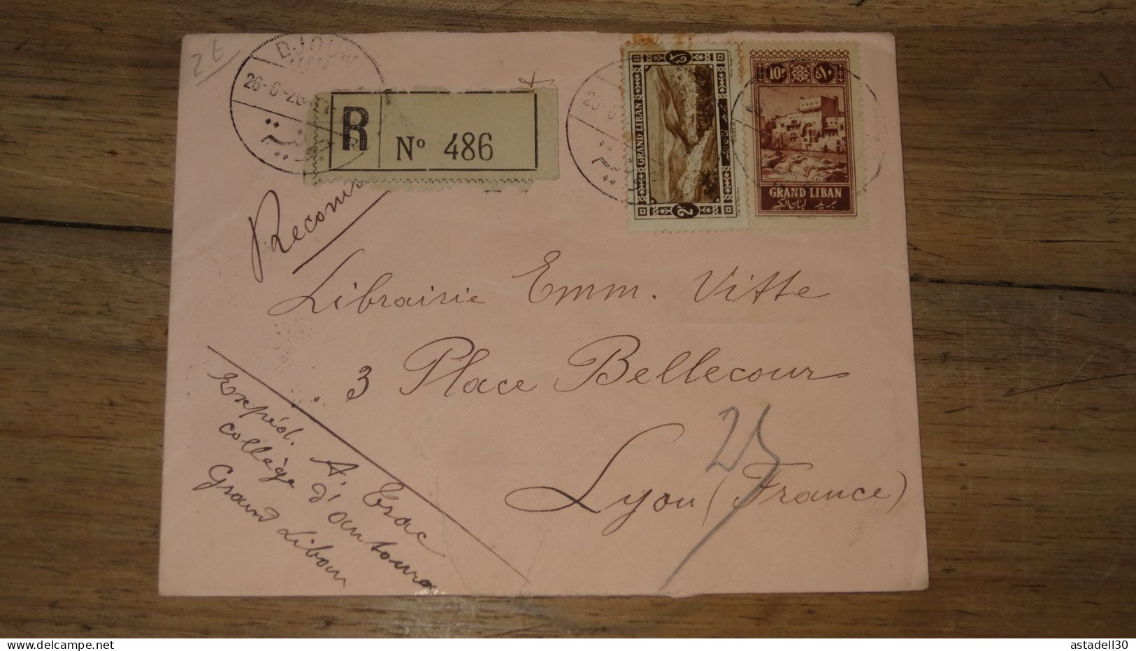 Enveloppe GRAND LIBAN, Recommandé,  1926 ......... Boite1 ..... 240424-202 - Storia Postale