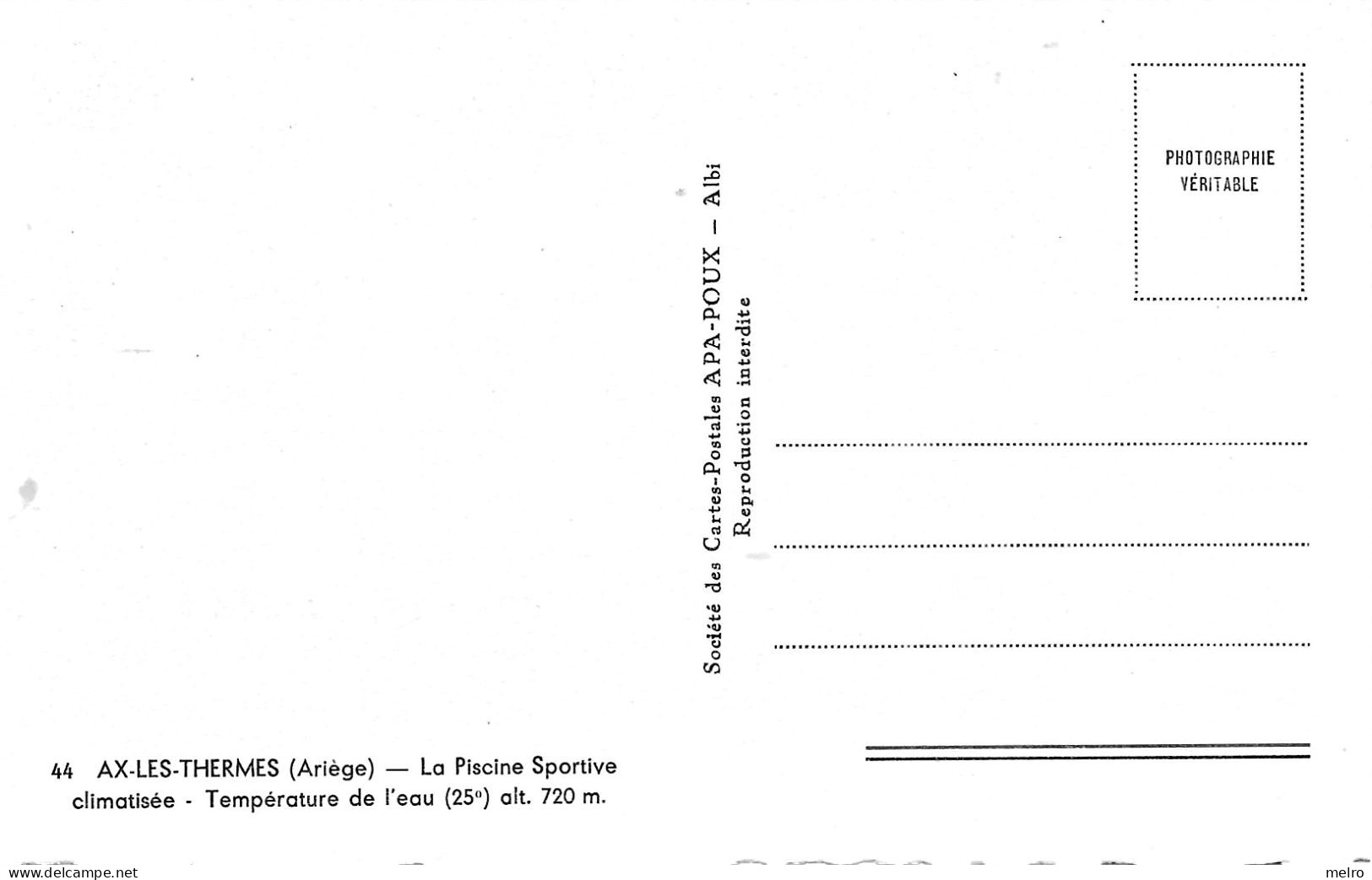 CPSM  - (Dep.09) -  Ax-les-Termes - La Piscine Sportive Climatisée - Temperature De L'eau (25º) Alt. 720 M. - Ax Les Thermes