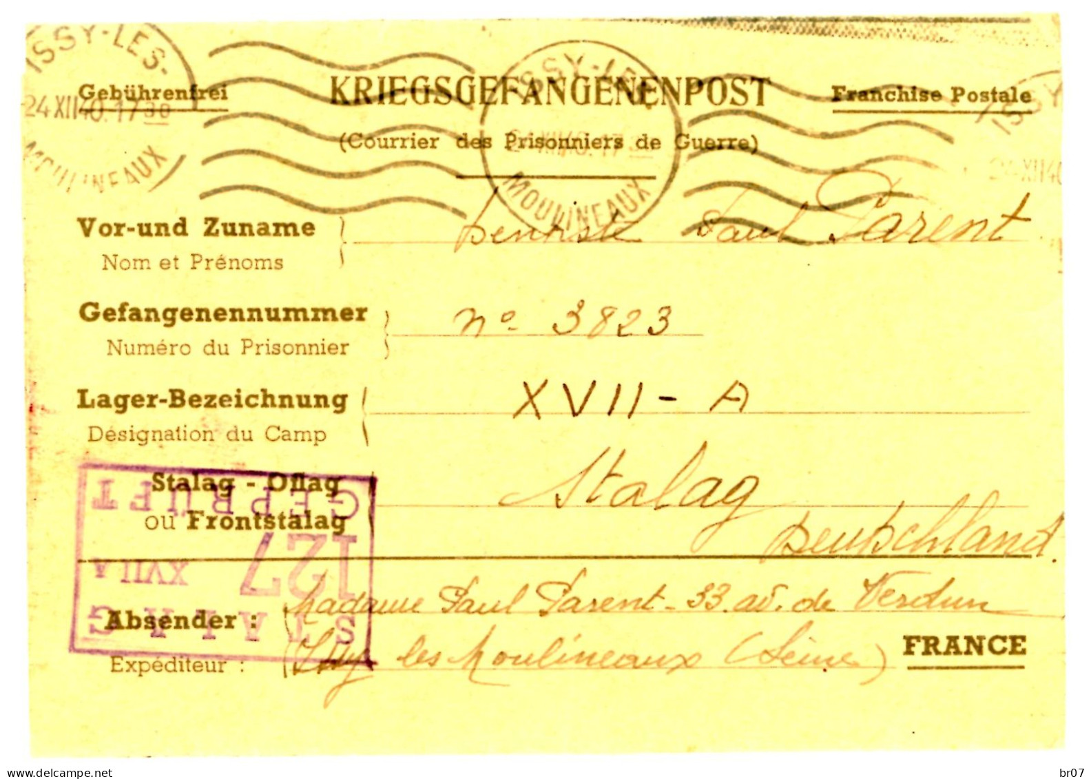 STALAG XVIIA = KAISERSTEINBRUCK VIENNE AUTRICHE 1940 CLFM CAMP PRISONNIERS - 2. Weltkrieg 1939-1945