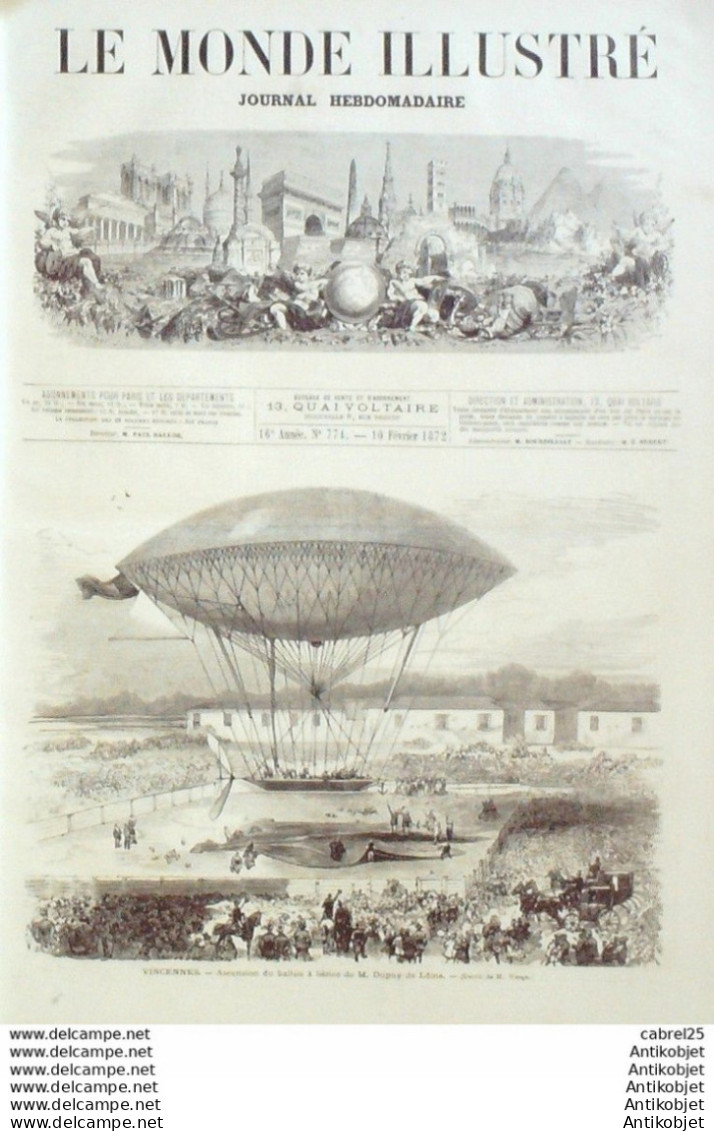 Le Monde Illustré 1872 N°774 Nice (06) Angleterre Westminster Chelsea Vincennes (94) Italie Rome  - 1850 - 1899