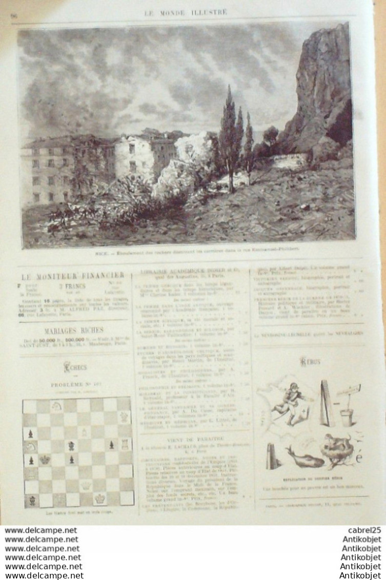 Le Monde illustré 1872 n°774 Nice (06) Angleterre Westminster Chelsea Vincennes (94) Italie Rome 