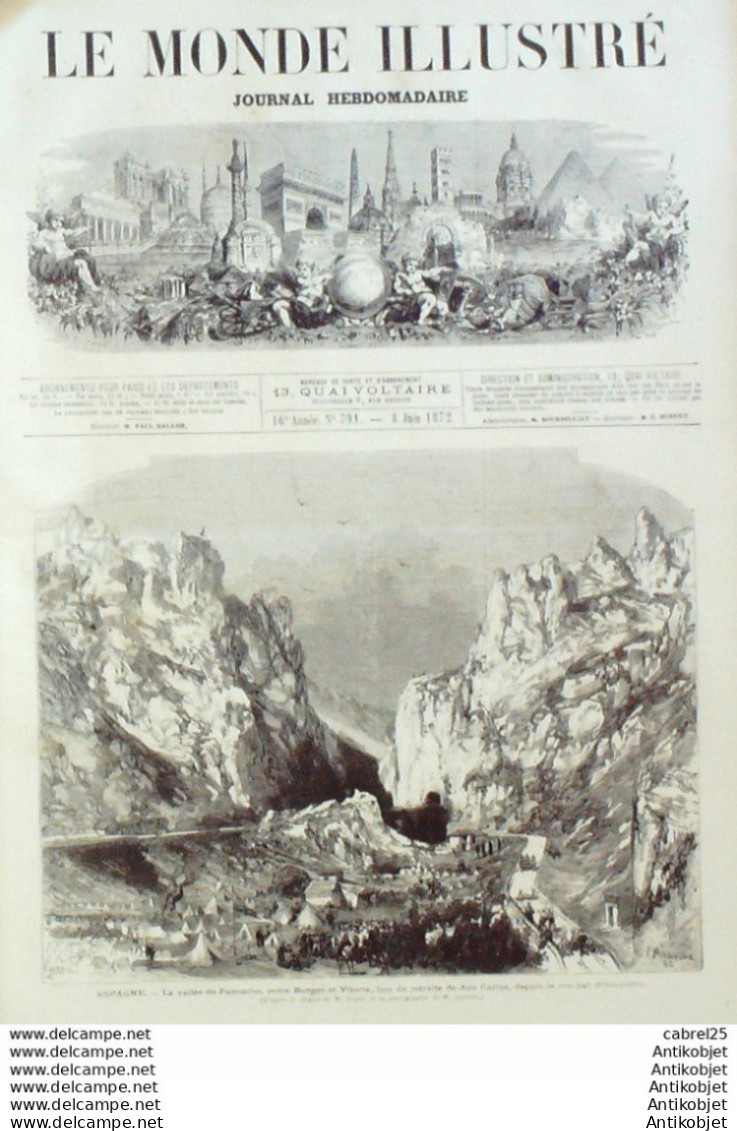 Le Monde Illustré 1872 N°791 Espagne Don Carlos Pancarbo Oroquieta Suisse Lausanne Algérie Orannanterre (92) - 1850 - 1899