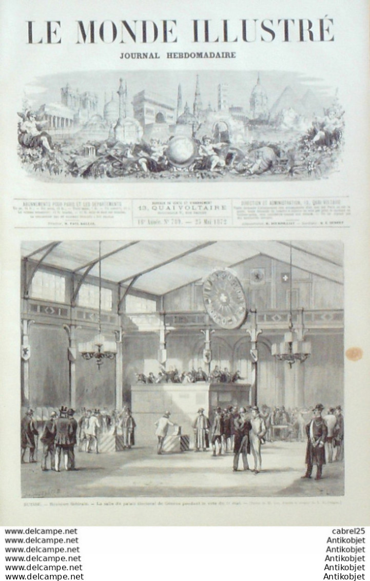 Le Monde Illustré 1872 N°789 Ampiens Treport (80) Brest (29) Espagne Bilbao Sommo Rostro Versailles (78) Aurillac (15) - 1850 - 1899