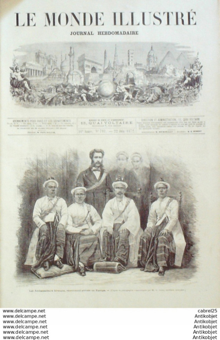 Le Monde Illustré 1872 N°793 Peronne (80) Chatellerault (86) Orgeville (28) Birmanie Ambassadeurs Montlery (91) - 1850 - 1899