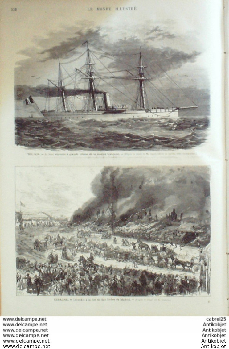 Le Monde Illustré 1872 N°790 Toulon (83) Espagne Madrid San Isodro Manaria Bilbao Arras (62) Reims (51) Wagon Terrasse - 1850 - 1899