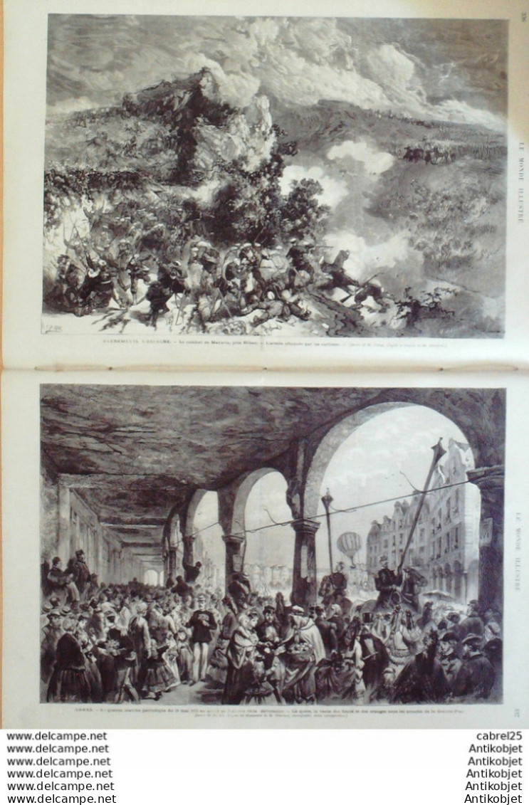 Le Monde Illustré 1872 N°790 Toulon (83) Espagne Madrid San Isodro Manaria Bilbao Arras (62) Reims (51) Wagon Terrasse - 1850 - 1899