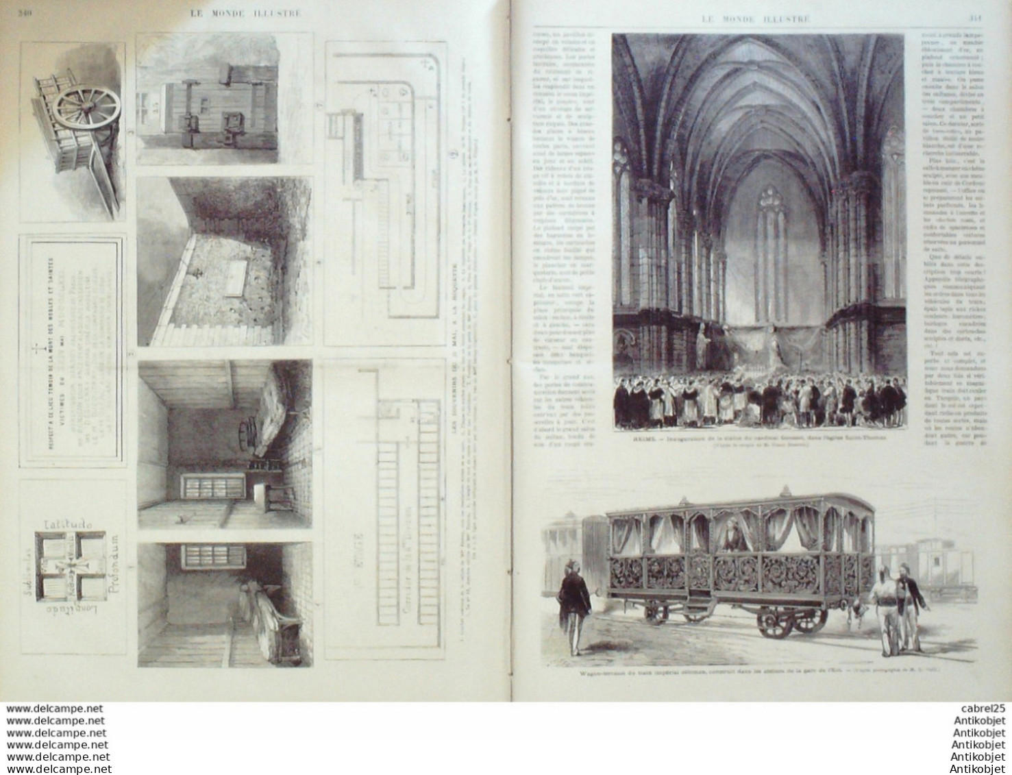 Le Monde illustré 1872 n°790 Toulon (83) Espagne Madrid San Isodro Manaria Bilbao Arras (62) Reims (51) Wagon Terrasse