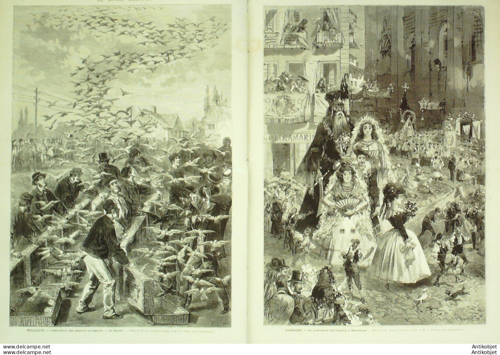 Le Monde Illustré 1872 N°795 Belgique Pigeons Voyageurs Espagne Barcelone Del Coprus Marcoussis (91) - 1850 - 1899