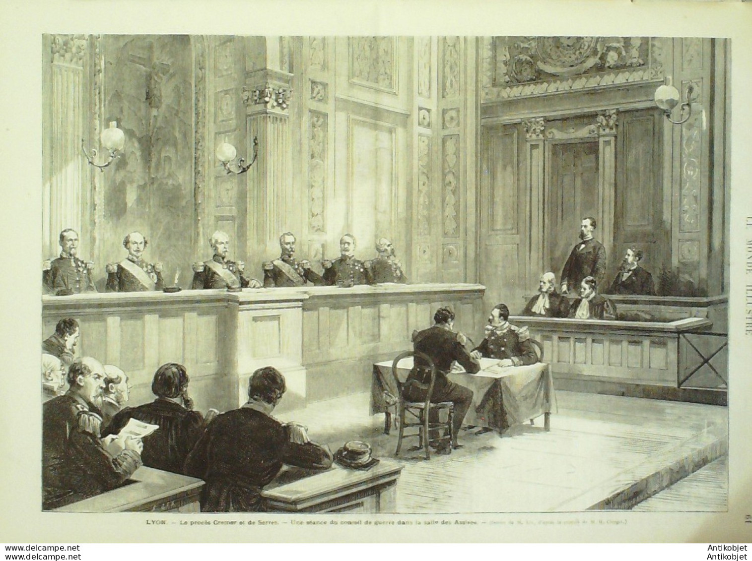 Le Monde illustré 1872 n°798 Lyon (69) Procès Cremeret de Serres Espagne Madrid attentat au Roi Tolède 