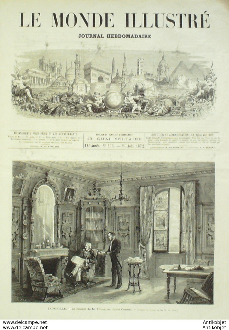 Le Monde Illustré 1872 N°802 Turquie Midhad-Pacha Vézir Septmoncel (40) Hutuiti île De Pâques - 1850 - 1899