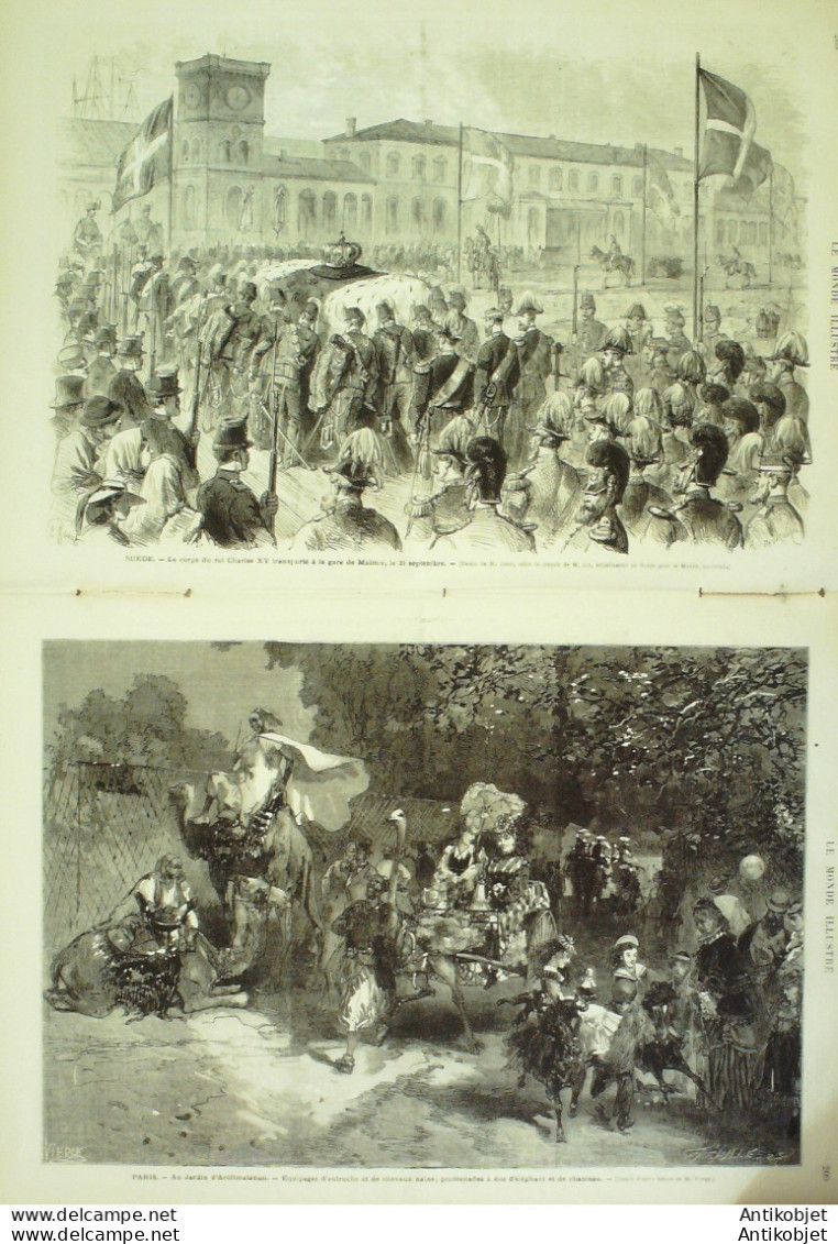 Le Monde Illustré 1872 N°808 Suisse Friburg Suède Malmoe Mort Charles XV  - 1850 - 1899
