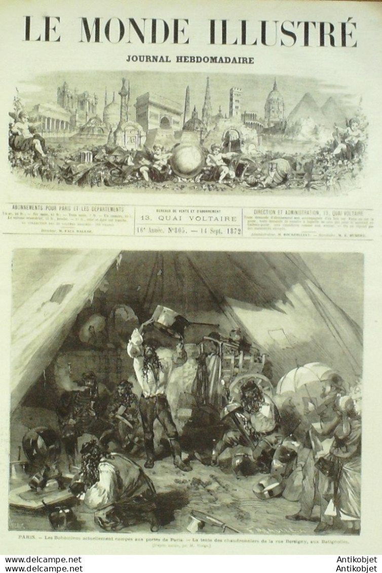 Le Monde Illustré 1872 N°805 Bohémiens Irlande Belfast Chine Fou-Tcheou Italie Palerme Algérie Oran - 1850 - 1899