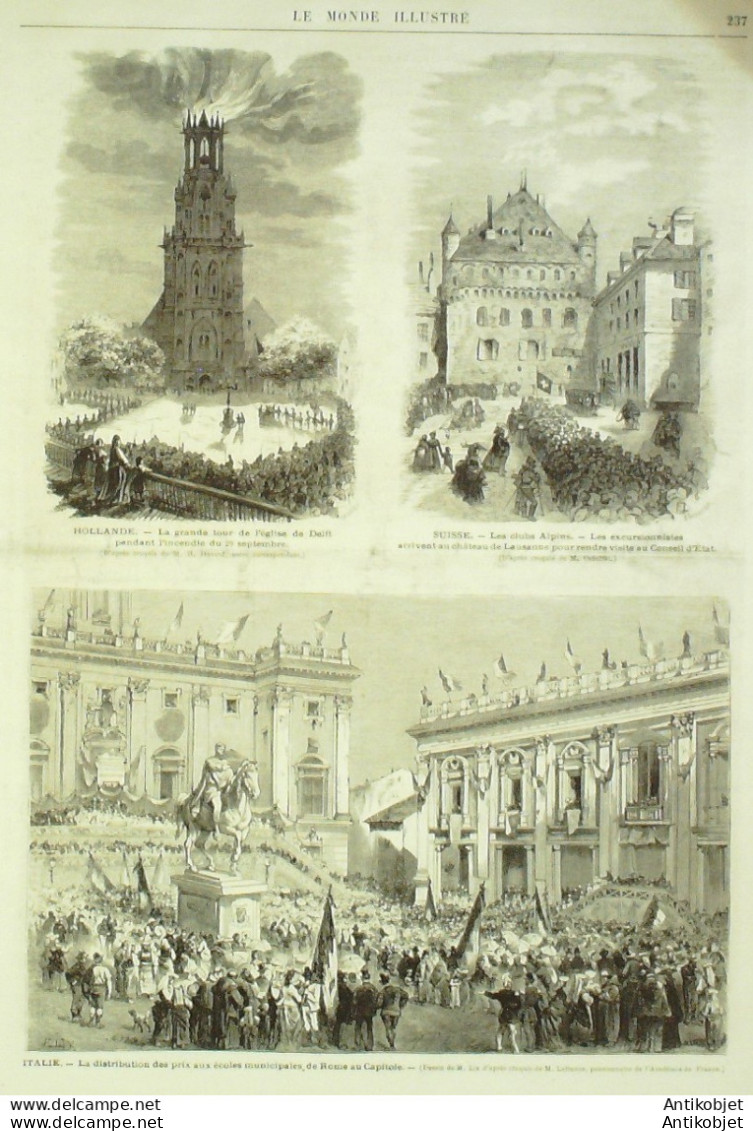 Le Monde Illustré 1872 N°810 Fontainebleau (77) Apremont Pays-Bas Delft Suisse Lausanne Martinique St-Pierre Nérac (47)  - 1850 - 1899