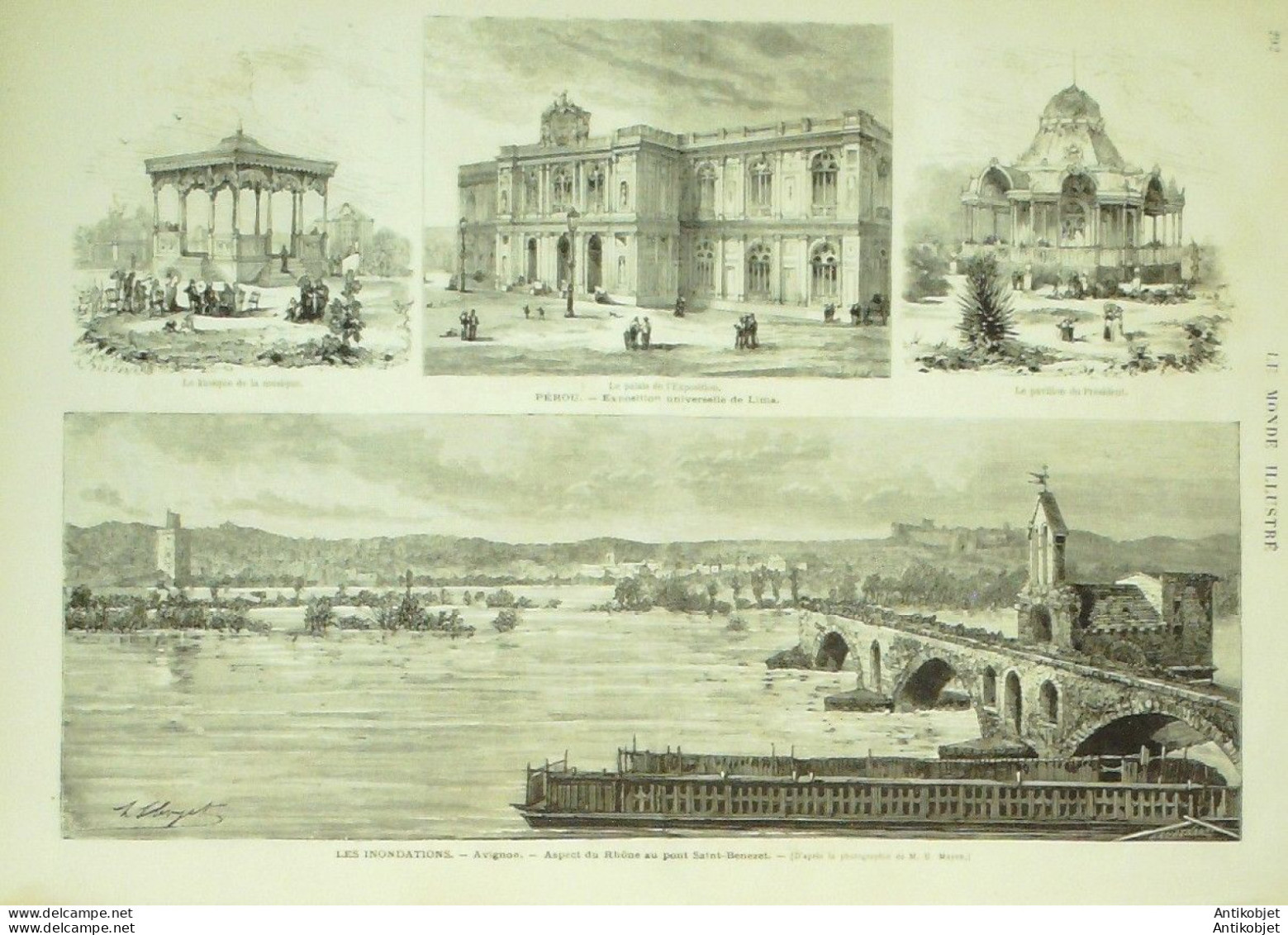 Le Monde illustré 1872 n°813 Cochinchine Annamite Pérou Lima Avignon (84) ST-Benezet