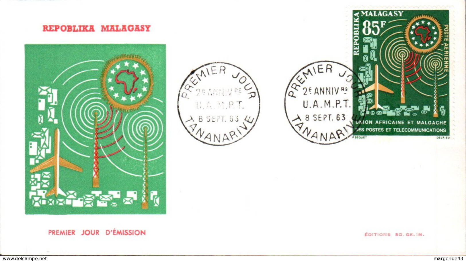 MADAGASCAR FDC 1963 2 ANS U M P T - Madagascar (1960-...)