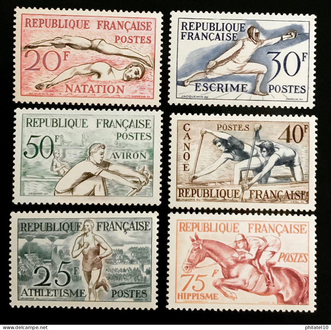 1957 FRANCE N  960 A 965 JEUX OLYMPIQUES D’HELSINKI - NEUF** - Unused Stamps