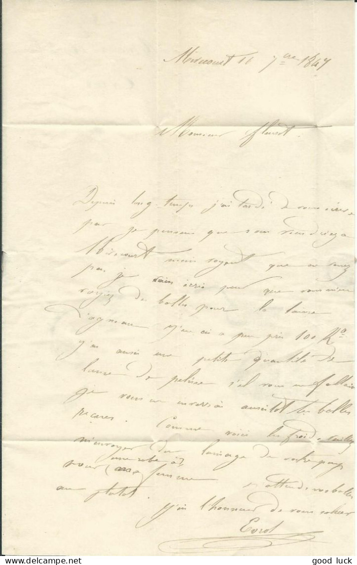 FRANCE CACHET MIRECOURT ( VOSGES ) + CURSIVE POUR VAL D' AJOL DE 1847 LETTRE COVER - 1801-1848: Precursors XIX