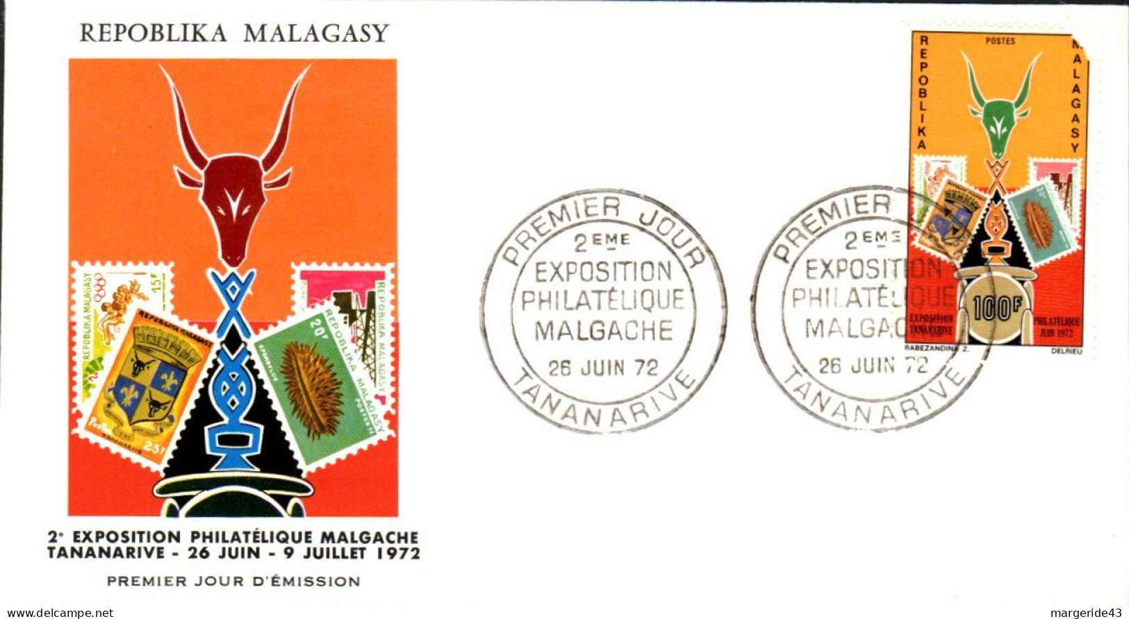 MADAGASCAR FDC 1972 2 EME UNION PHILATEMLIQUE MALGACHE - Madagaskar (1960-...)