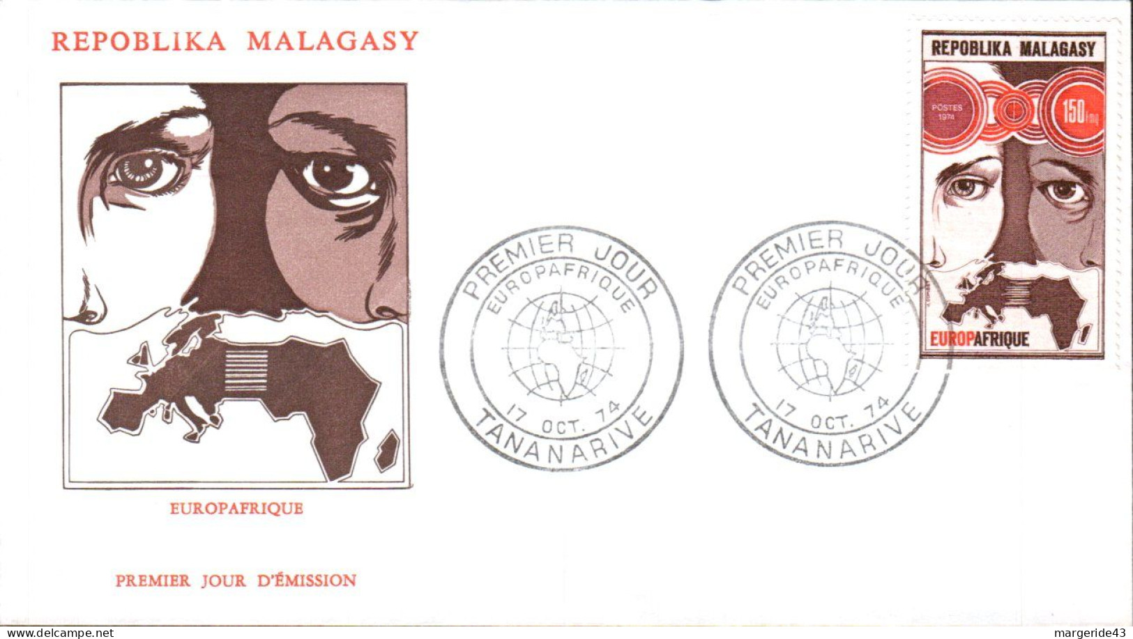 MADAGASCAR FDC 1974 EUROPAFRIQUE - Madagaskar (1960-...)